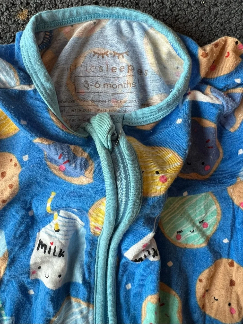 Little Sleepies Blue Cookie & Milk Footed Pajamas